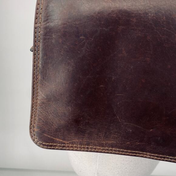 Vintage Adrian Klis Handcrafted Buffalo Leather Messenger Shoulder Bag Brown - Picture 3 of 16